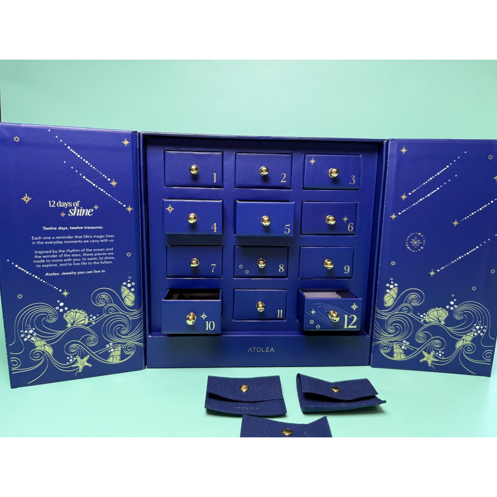 Atolea 12 Days of Shine Blue Ocean Sea Stars Jewelry Storage & Pouches BOX ONLY - Picture 3 of 7